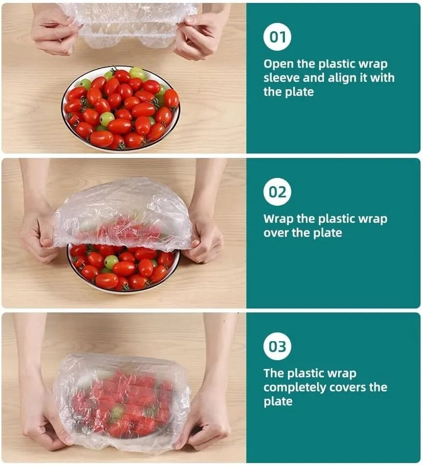 100 Pcs Reusable Elastic Food Storage Covers Stretchable Bowl Plate Wraps for Fridge