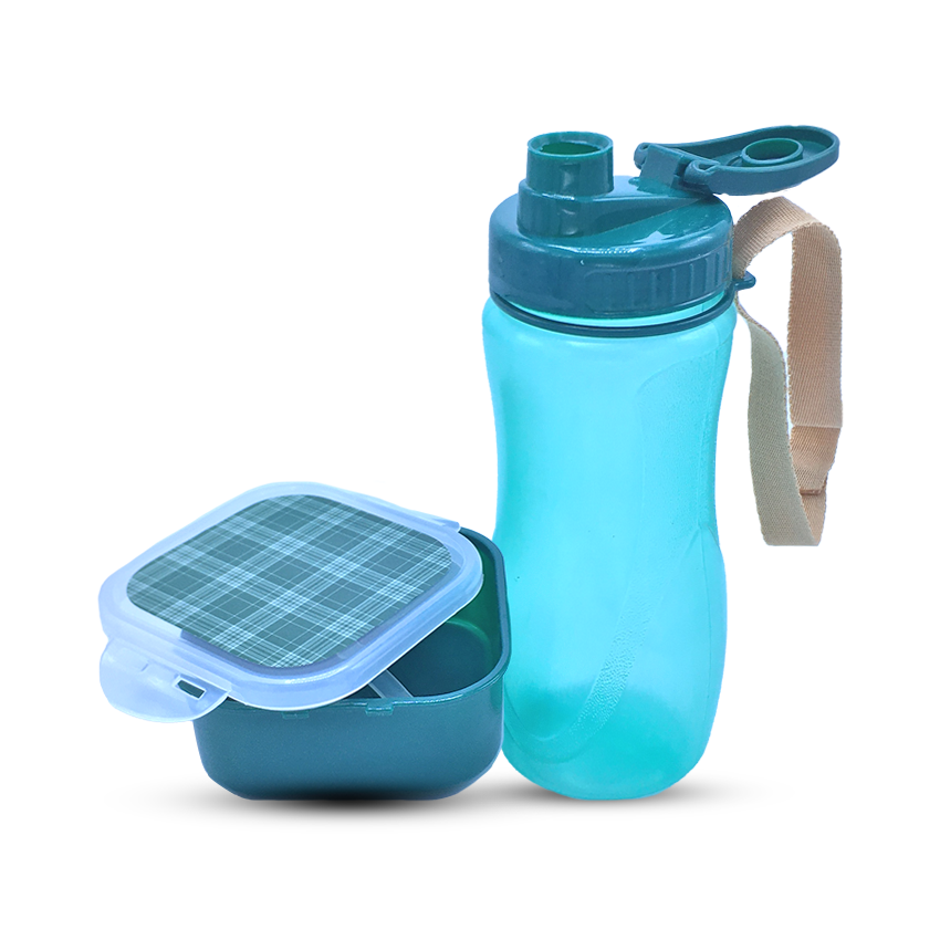 Buddy Pack Lunch Box Kids Lunch Box - Compact Food Carrier for School, Snacks & Daily Meal Packing - Grey Blue