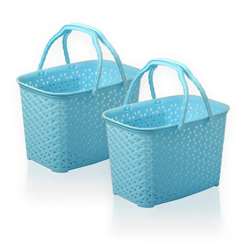 Grace Basket Model 1 Pack of 2 Multi-Purpose Storage Basket - Lightweight Home, Kitchen, Bathroom & Closet Organizer - Blue