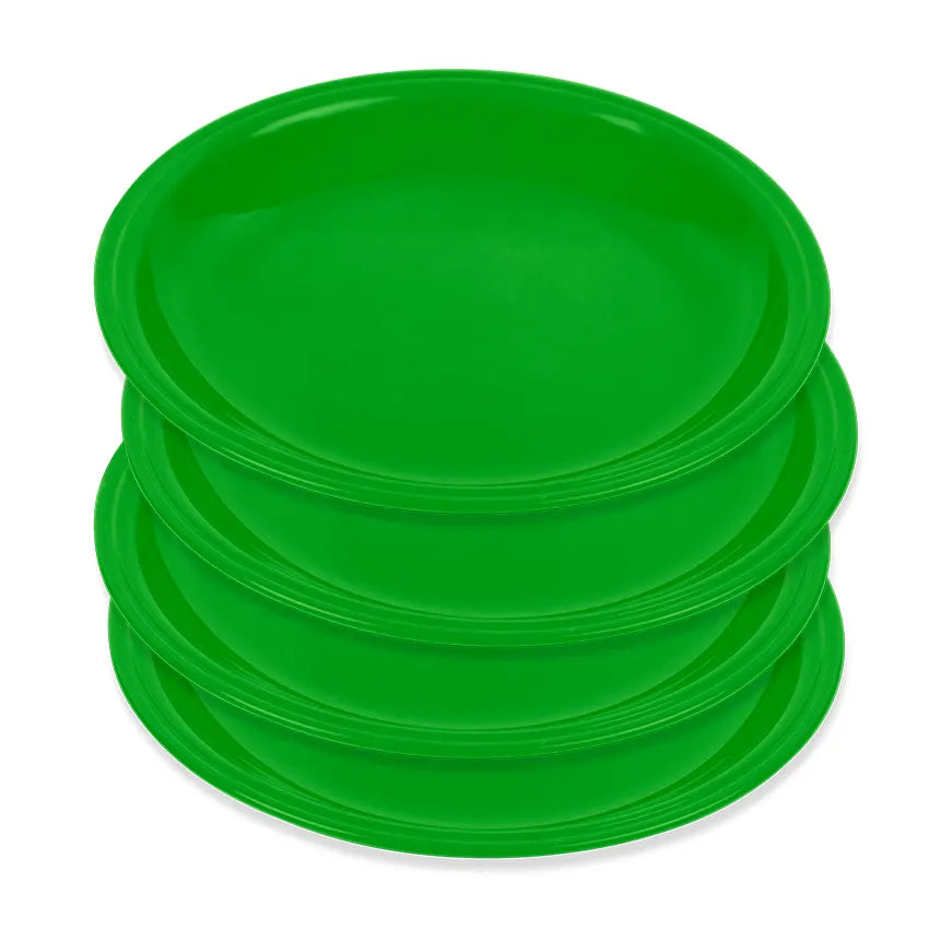 Saga Plate Small Pack of 4 Serving Plate Set - Durable Plastic Plates for Snacks, Meals, Party & Daily Use