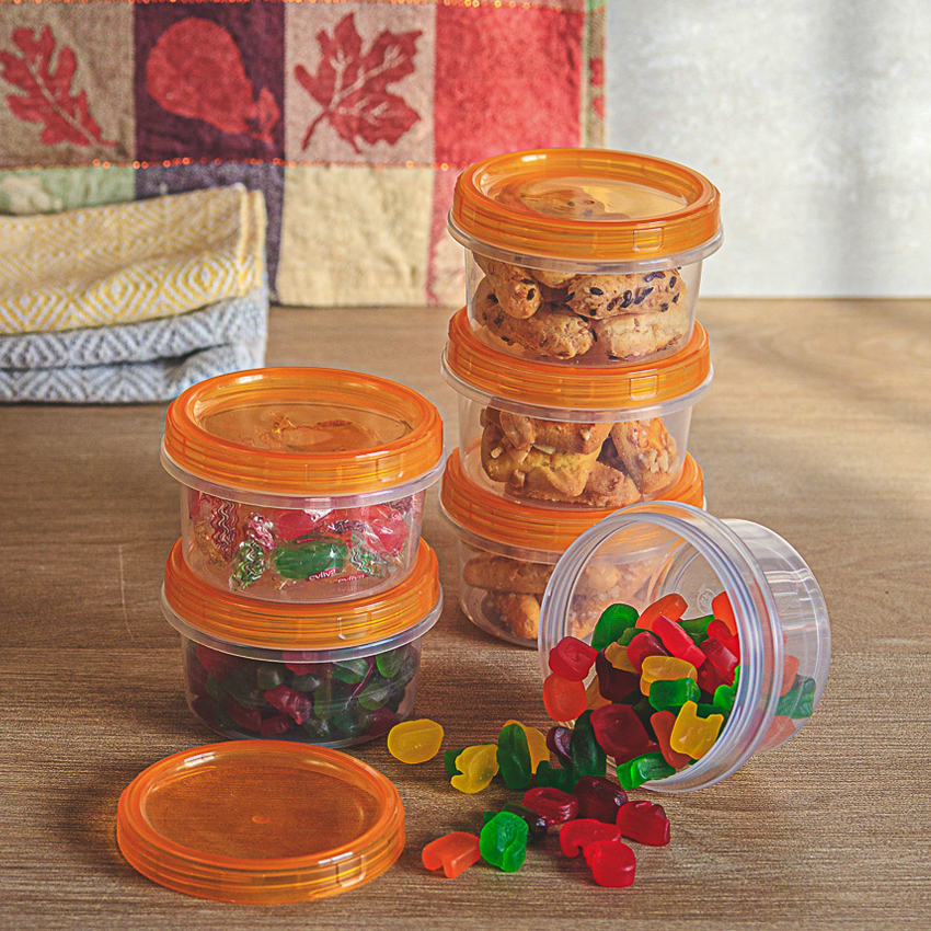 Fresh Food Container Pack of 6 Small - (250ml) Airtight Food Storage Container - BPA-Free Kitchen Organizer Box for Fresh Food & Pantry Storage - Orange