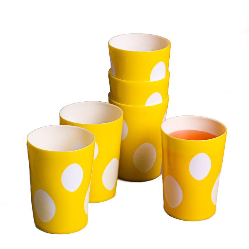 Twinkle Glass Pack of 6 - (250ml) Acrylic Glass Set - Durable Drinkware for Juice, Water, Cold Drinks & Daily Serving - Peach