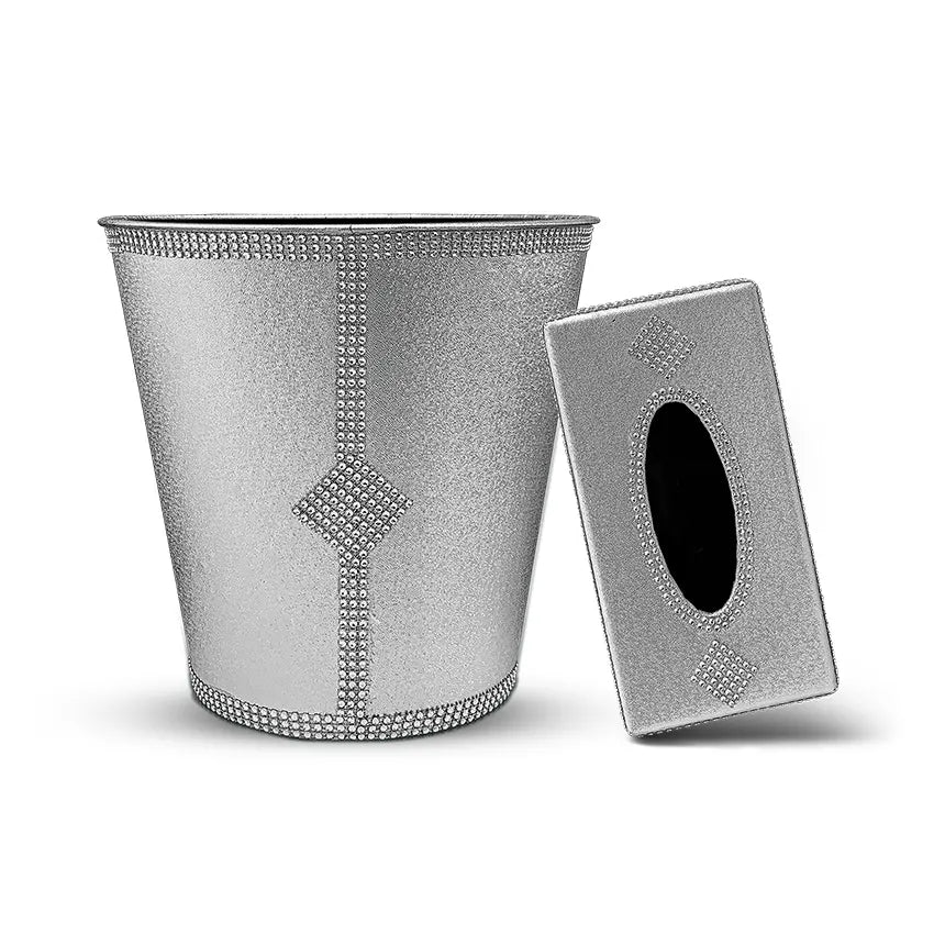 Bridal Gift Set Home Utility Gift Set - Practical Dustbin & Tissue Box Holder for Everyday Use - Silver