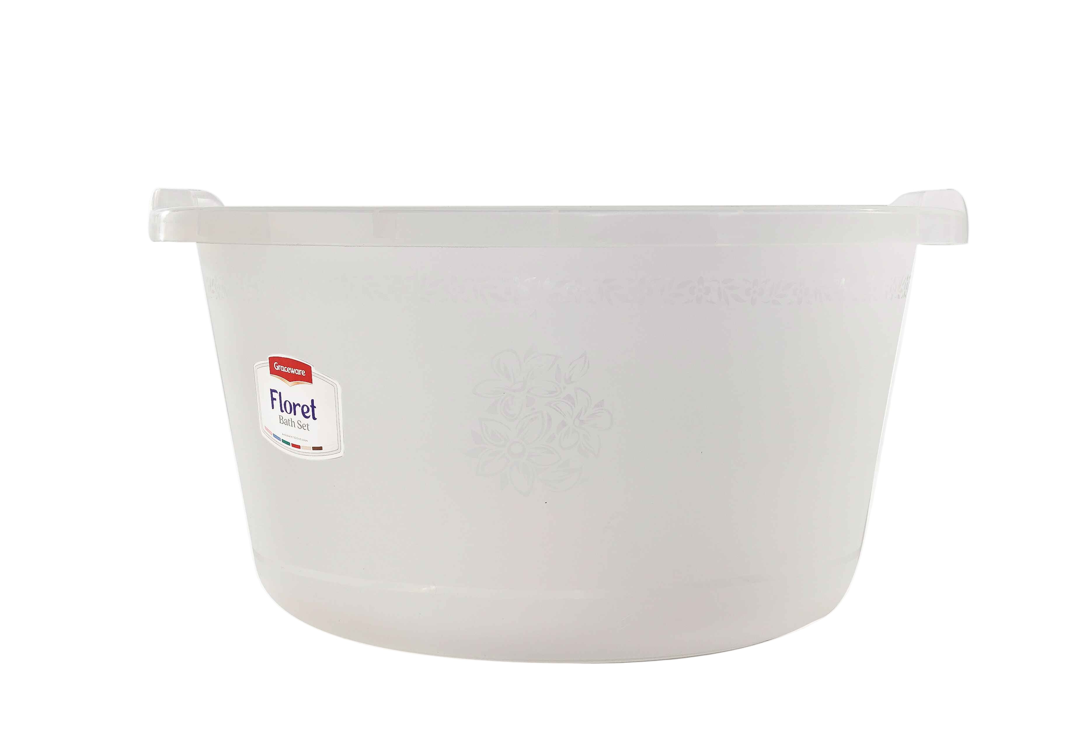 Floret Plastic Bath Set White | Stylish Bathroom Accessories Set - Malik Mart P162
