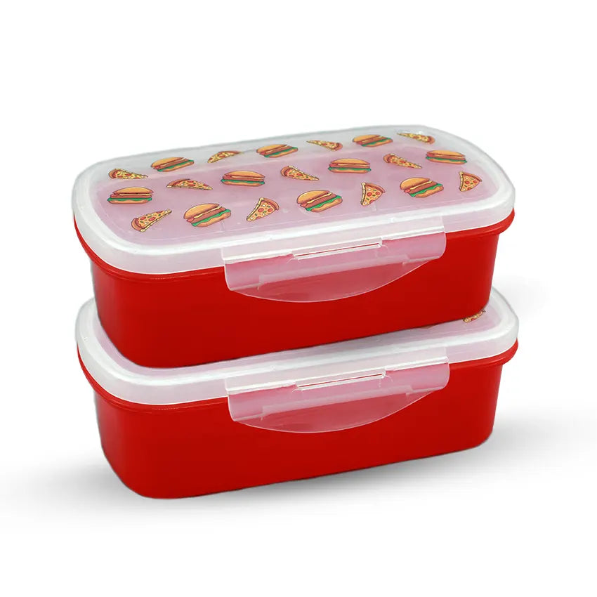 Bento Lunch Box Model 2 Pack of 2 600ml Without Sticker - Kids School Lunch Box with Tray