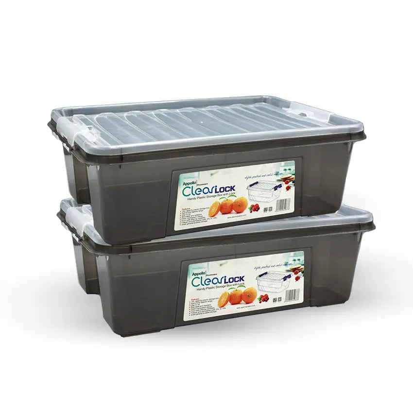 Clear Lock Storage Box Pack of 2 Large - (10Litre) Transparent Airtight Food Storage Container - BPA-Free Kitchen Organizer Box for Fresh Food & Pantry Storage - Red