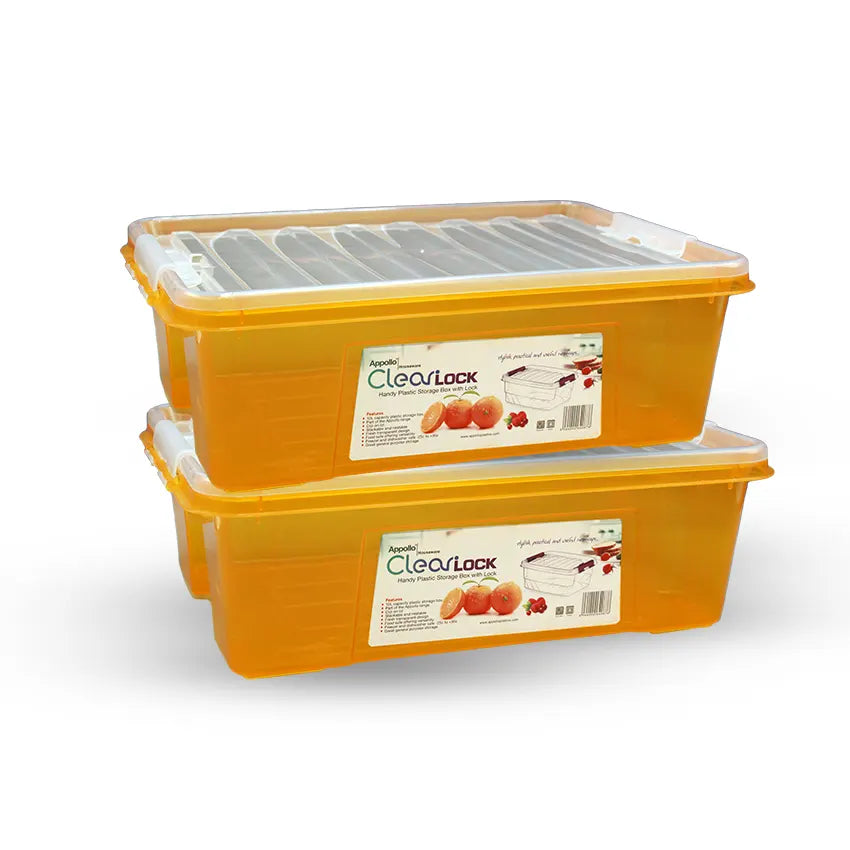 Clear Lock Storage Box Pack of 2 Large - (10Litre) Transparent Airtight Food Storage Container - BPA-Free Kitchen Organizer Box for Fresh Food & Pantry Storage - Pink