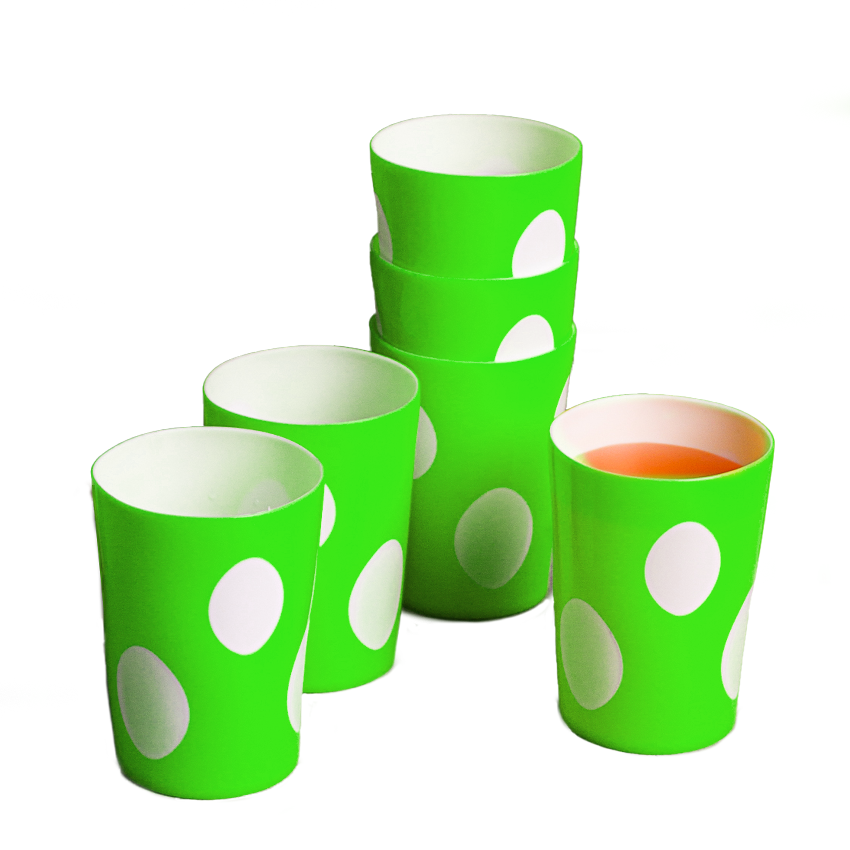 Twinkle Glass Pack of 6 - (250ml) Acrylic Glass Set - Durable Drinkware for Juice, Water, Cold Drinks & Daily Serving - Beige