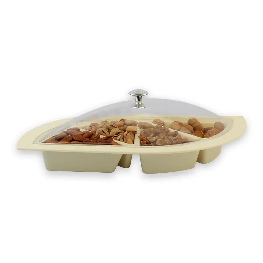 Deluxe Compartment Tray Model 1 Compartment Serving Tray - Elegant Dry Fruit, Snacks & Dessert Tray for Home Serving - Natural