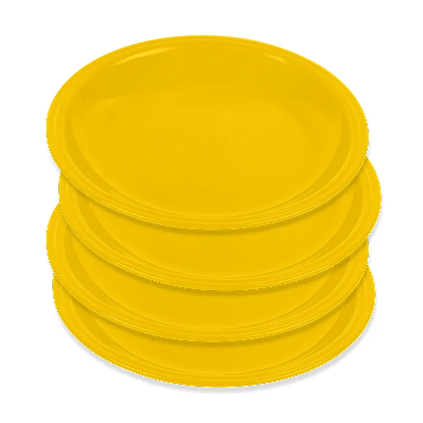 Saga Plate Small Pack of 4 Serving Plate Set - Durable Plastic Plates for Snacks, Meals, Party & Daily Use