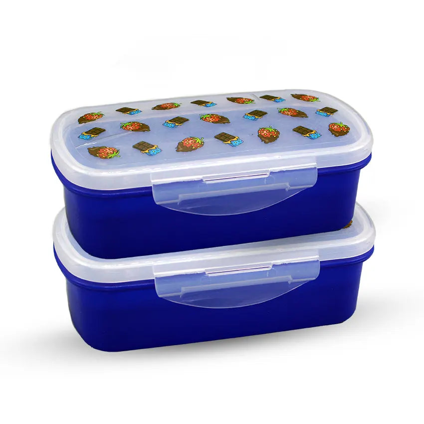 Bento Lunch Box Model 2 Pack of 2 600ml Without Sticker - Kids School Lunch Box with Tray