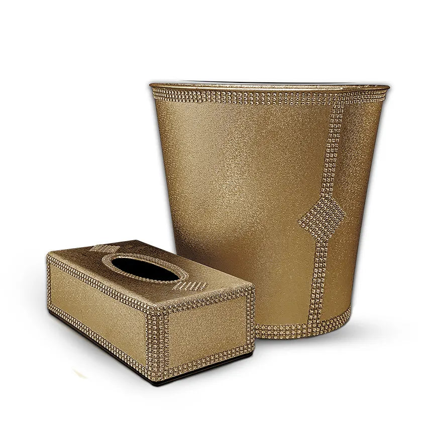 Bridal Gift Set Home Utility Gift Set - Practical Dustbin & Tissue Box Holder for Everyday Use - Golden