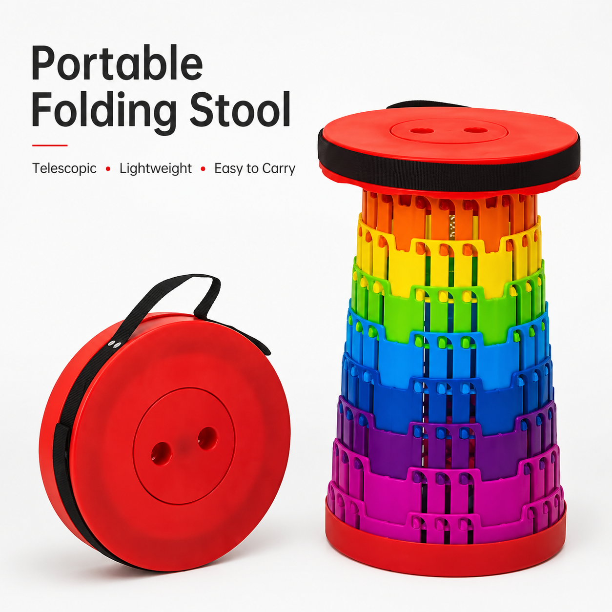 Portable Telescopic Folding Stool Heavy Duty Adjustable Camping Chair