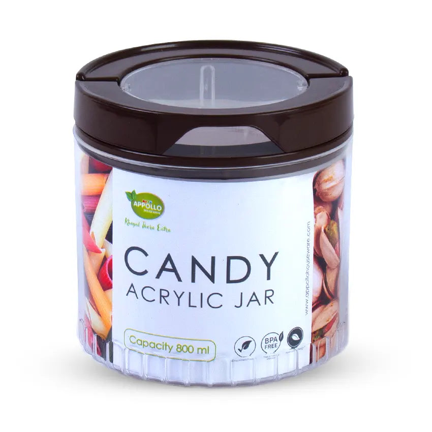 Candy Acrylic Jar Medium - (800ml) Airtight Storage Jar - Stylish Kitchen Jar for Dry Fruits, Snacks, Spices & Pantry Items - Cream