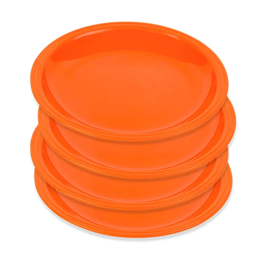Saga Plate Small Pack of 4 Serving Plate Set - Durable Plastic Plates for Snacks, Meals, Party & Daily Use - Assorted