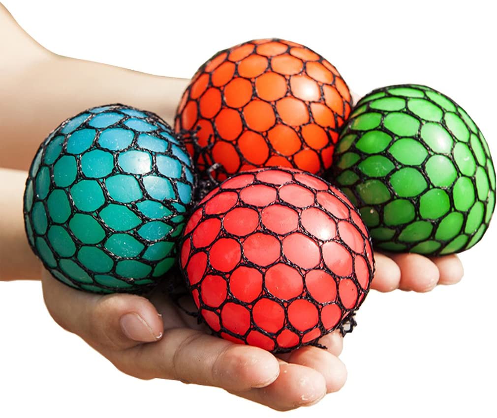 Colorful Mesh Squeeze Stress Ball Toy for Kids and Teens Soft Squishy Fidget Ball Stress