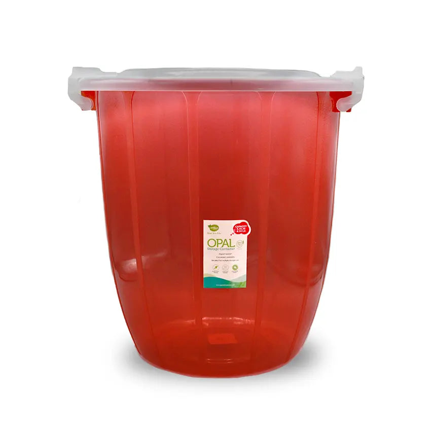 Opal Food Storage Container Large Pack of 2 - (16Litre) Transparent Airtight Food Storage Container - BPA-Free Kitchen Organizer Box for Fresh Food & Pantry Storage - Red