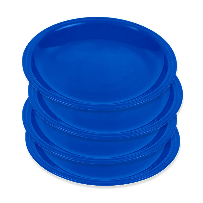 Saga Plate Small Pack of 4 Serving Plate Set - Durable Plastic Plates for Snacks, Meals, Party & Daily Use