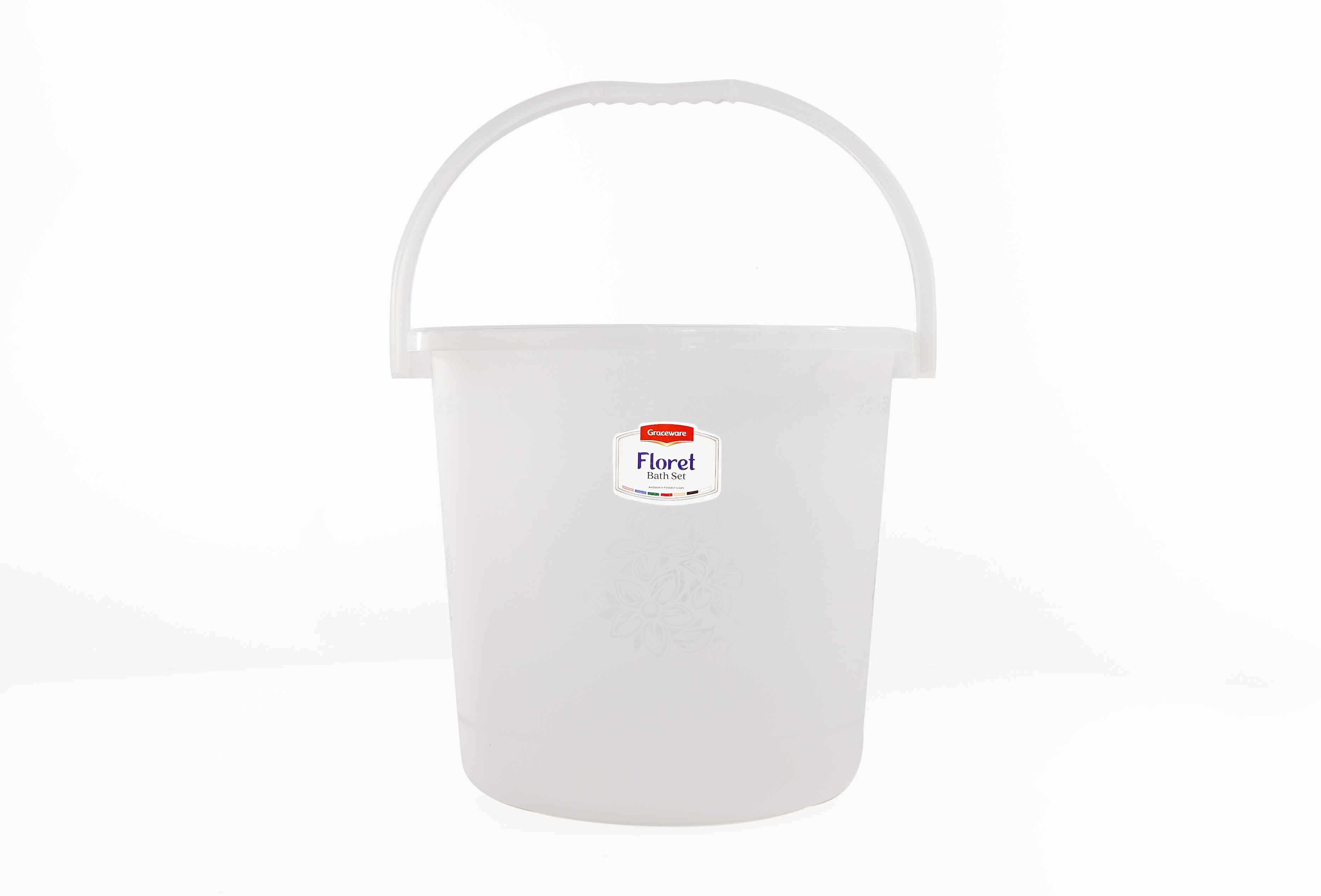 Floret Plastic Bath Set White | Stylish Bathroom Accessories Set - Malik Mart P162