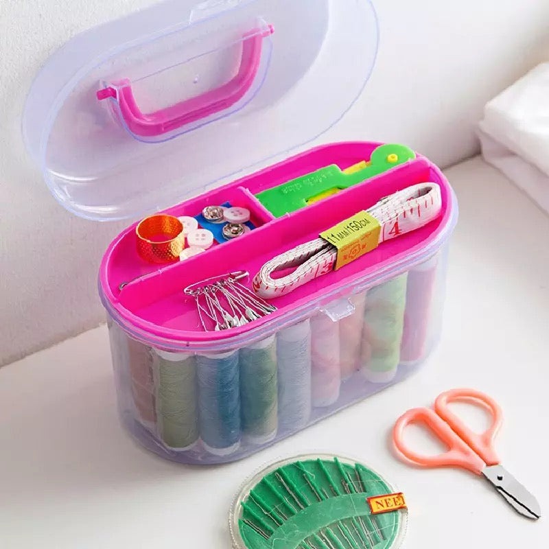 Sewing Box Kit Set with Thread, Needles, Scissor & Measuring Tape