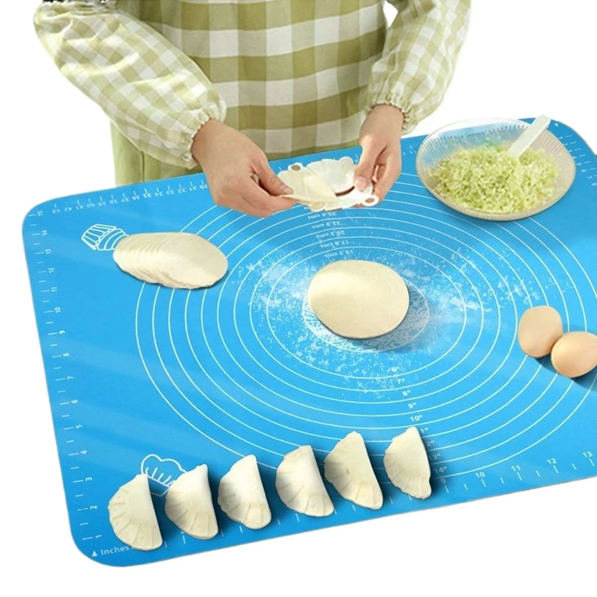 Silicone Baking Mat with Measurements Non Stick Pastry Dough Rolling Mat for Roti Pizza Fondant Bread and Kitchen Countertop Use