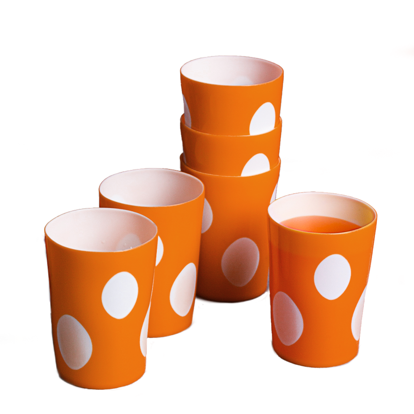 Twinkle Glass Pack of 6 - (250ml) Acrylic Glass Set - Durable Drinkware for Juice, Water, Cold Drinks & Daily Serving - Yellow