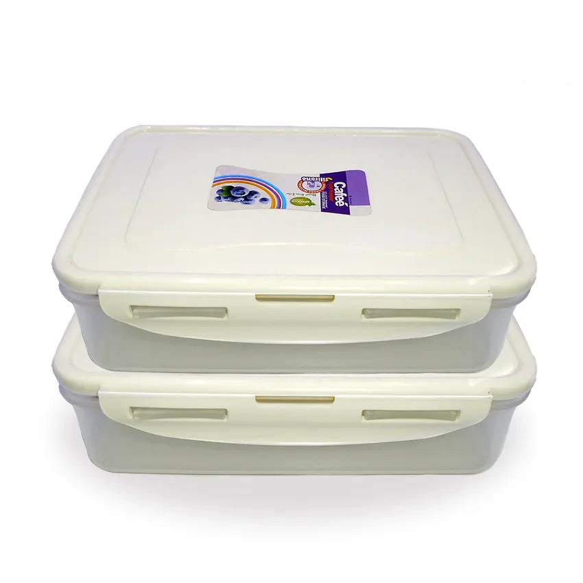 Cafee Food Keeper XL Pack of 2 - (2300ml) Airtight Food Storage Container - BPA-Free Kitchen Organizer Box for Fresh Food & Pantry Storage - Cream
