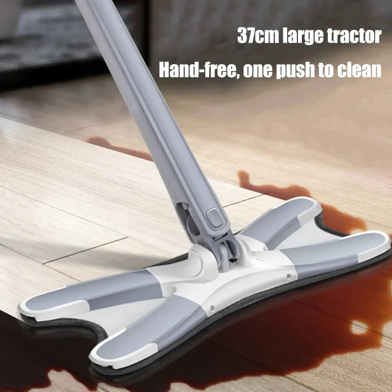 X Shape Hands-Free Squeeze Microfiber Flat Mop with 360° Rotating Head