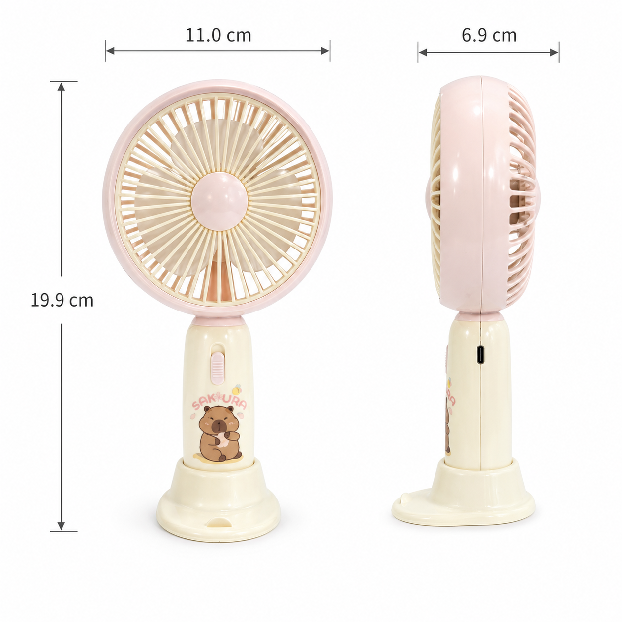 Mini Rechargeable Fan with Light - Portable USB Desk Fan