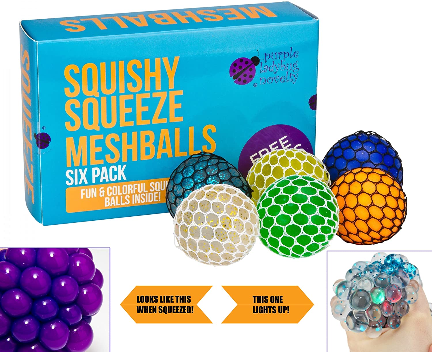 Colorful Mesh Squeeze Stress Ball Toy for Kids and Teens Soft Squishy Fidget Ball Stress