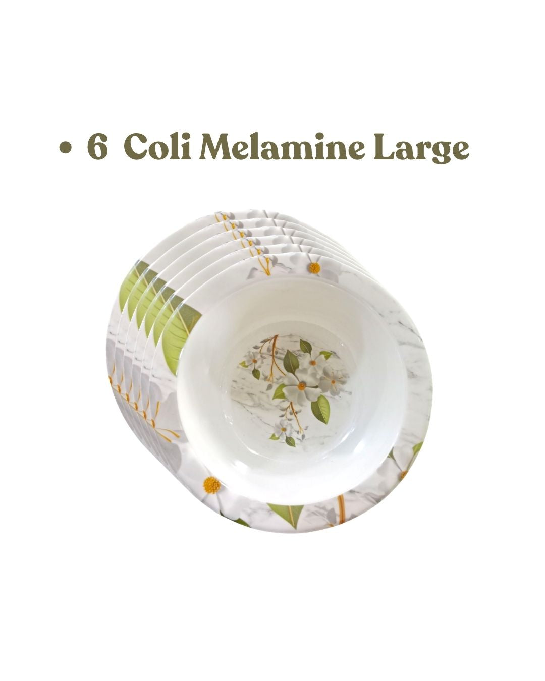 Green Floral Melamine Dinner Set | Durable Serving Plates & Bowls Set