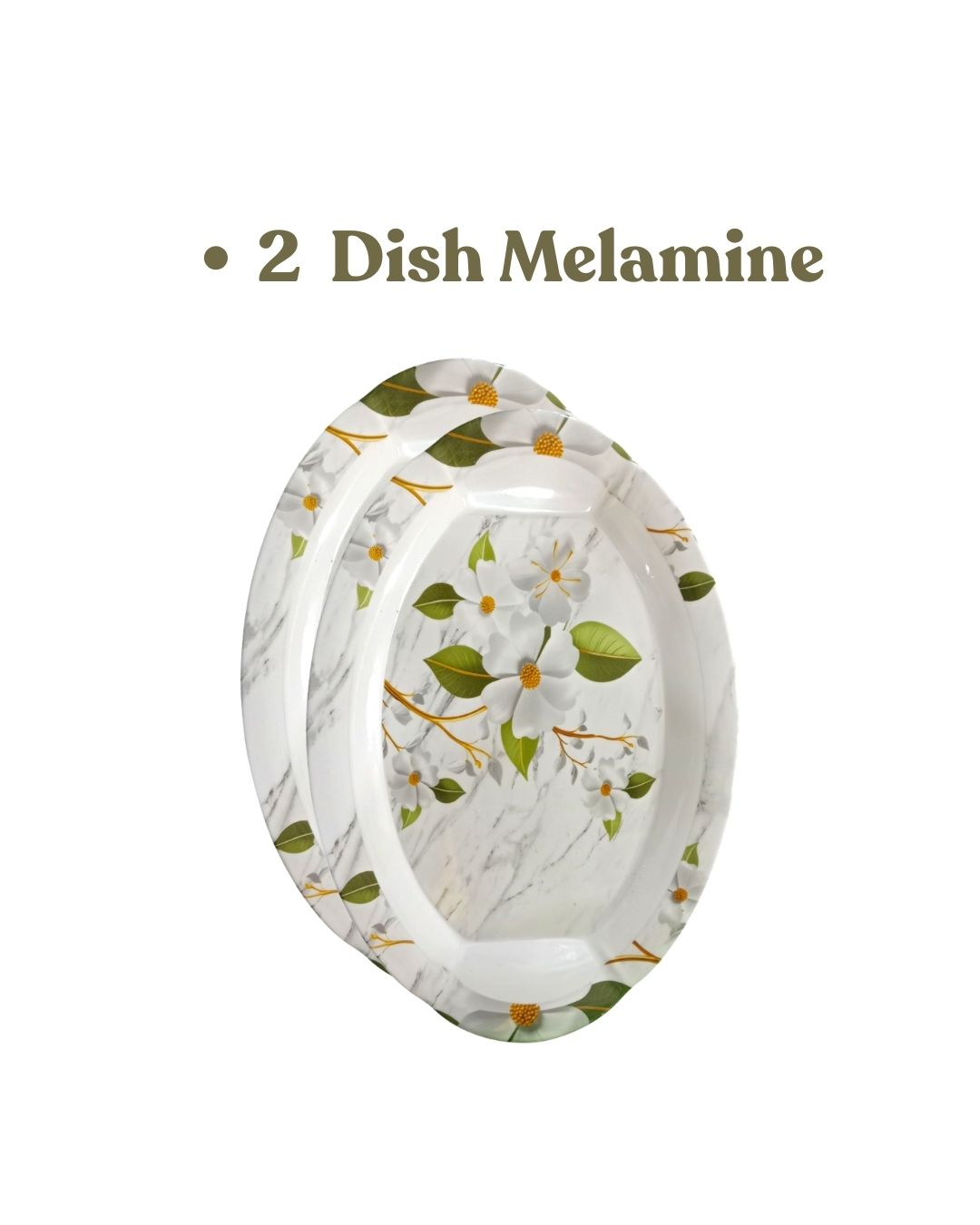 Green Floral Melamine Dinner Set | Durable Serving Plates & Bowls Set