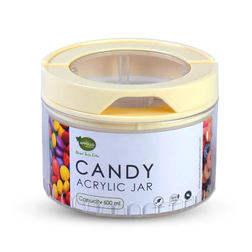 Candy Acrylic Jar Small - (600ml) Airtight Storage Jar - Stylish Kitchen Jar for Dry Fruits, Snacks, Spices & Pantry Items - Red