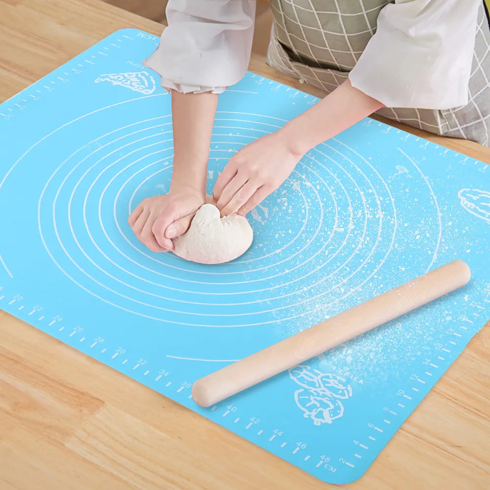 Silicone Baking Mat with Measurements Non Stick Pastry Dough Rolling Mat for Roti Pizza Fondant Bread and Kitchen Countertop Use