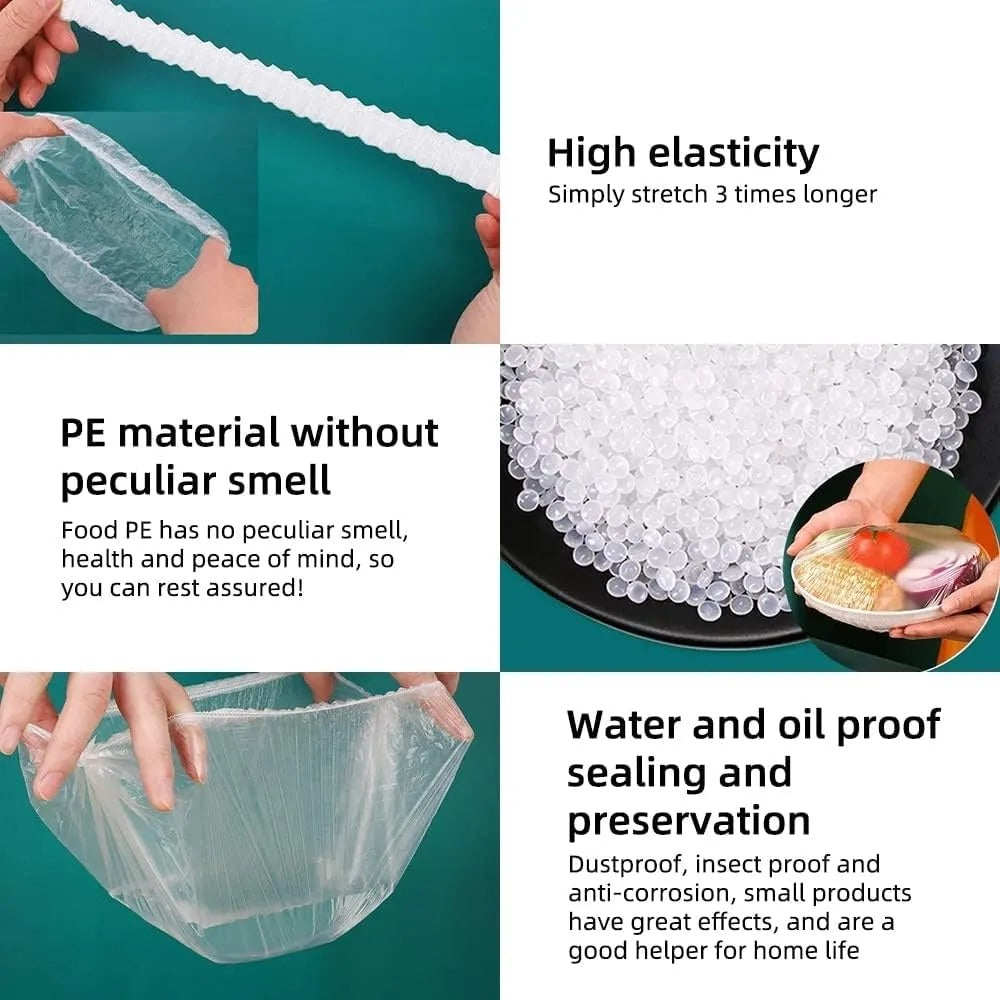 100 Pcs Reusable Elastic Food Storage Covers Stretchable Bowl Plate Wraps for Fridge