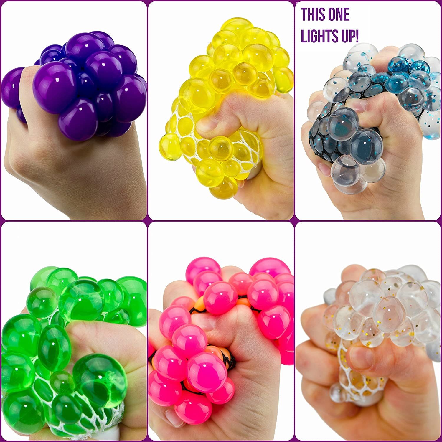 Colorful Mesh Squeeze Stress Ball Toy for Kids and Teens Soft Squishy Fidget Ball Stress