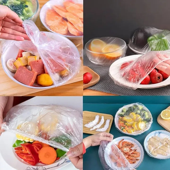 100 Pcs Reusable Elastic Food Storage Covers Stretchable Bowl Plate Wraps for Fridge