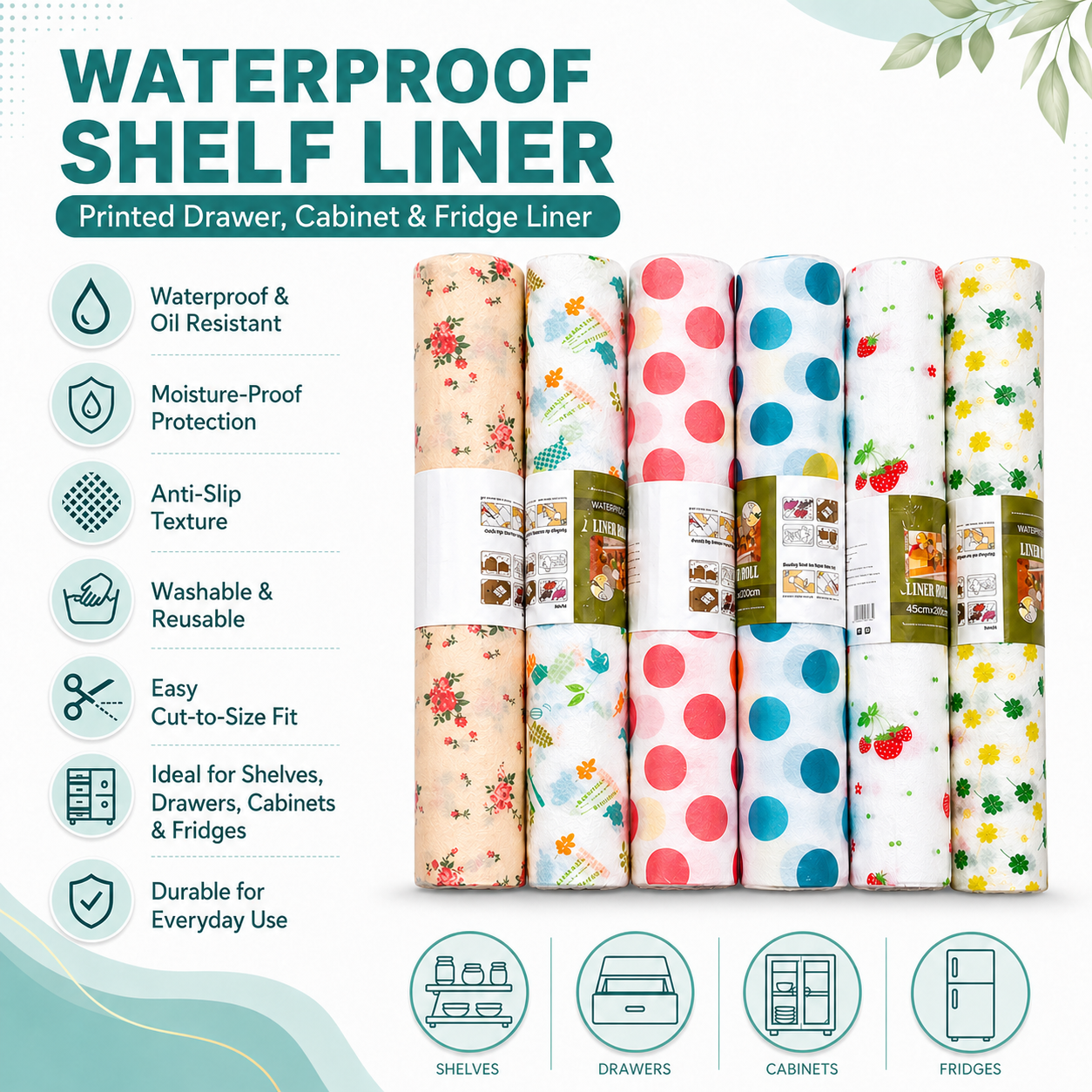 Zidello waterproof kitchen shelf liner fomic sheet oil resistant anti slip drawer mat