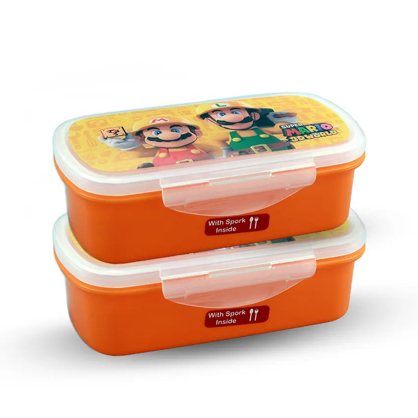 Bento Lunch Box Model 1 Pack of 2 600ml With Sticker - Kids School Lunch Box with Tray