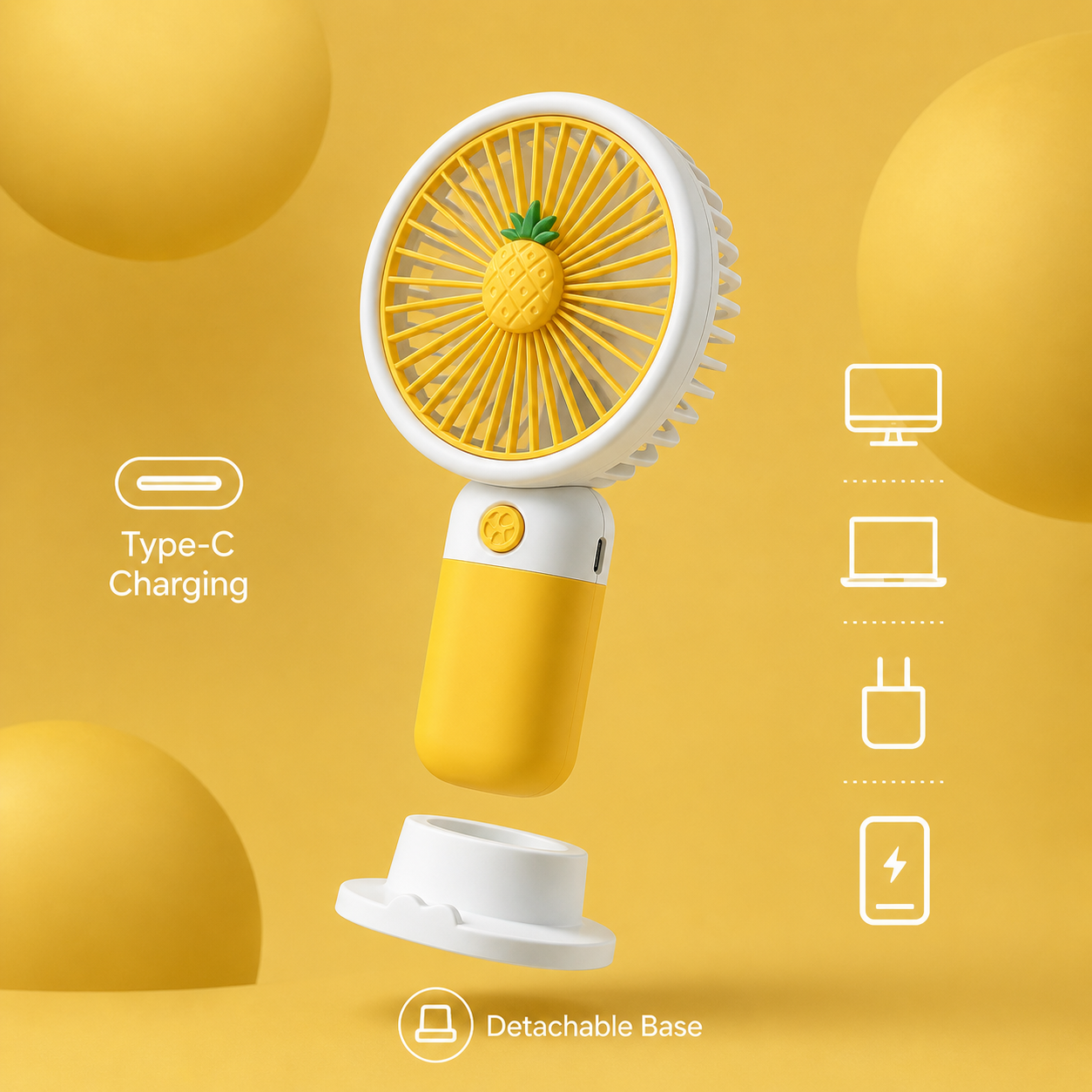 Mini Rechargeable Portable Fan - 3 Speed USB Handheld Desk Fan