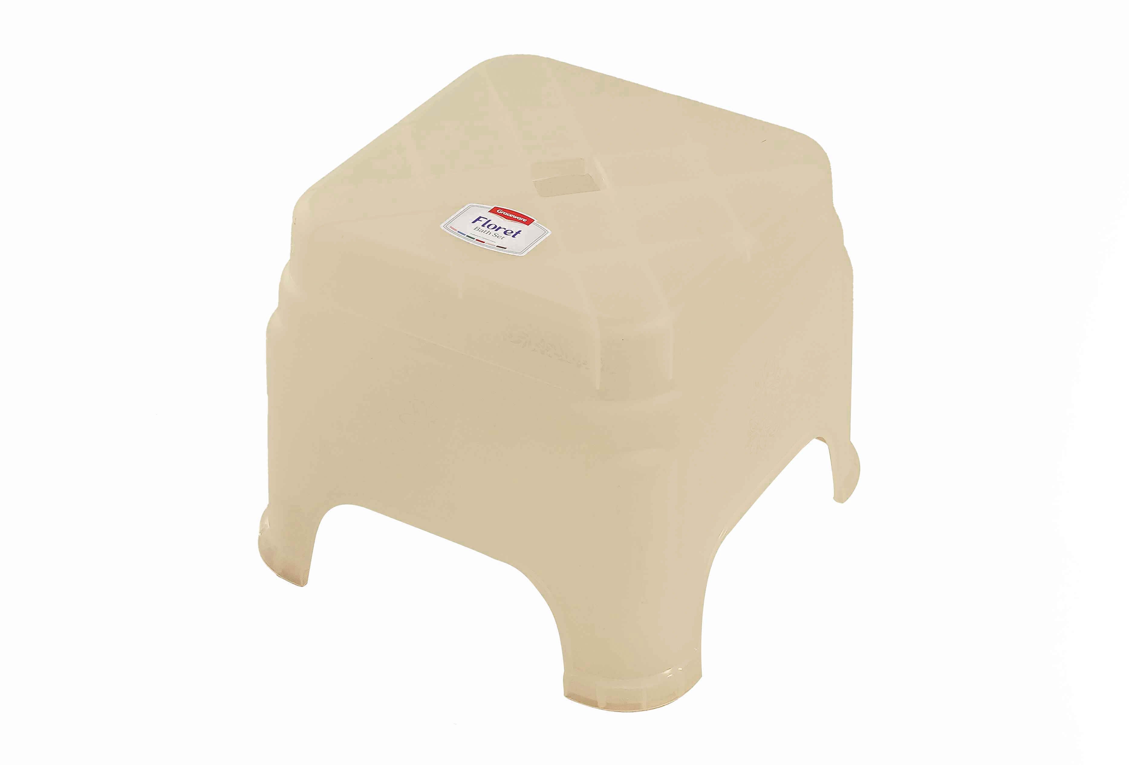 Floret Plastic Bath Set Beige | Stylish Bathroom Accessories Set - Malik Mart P161