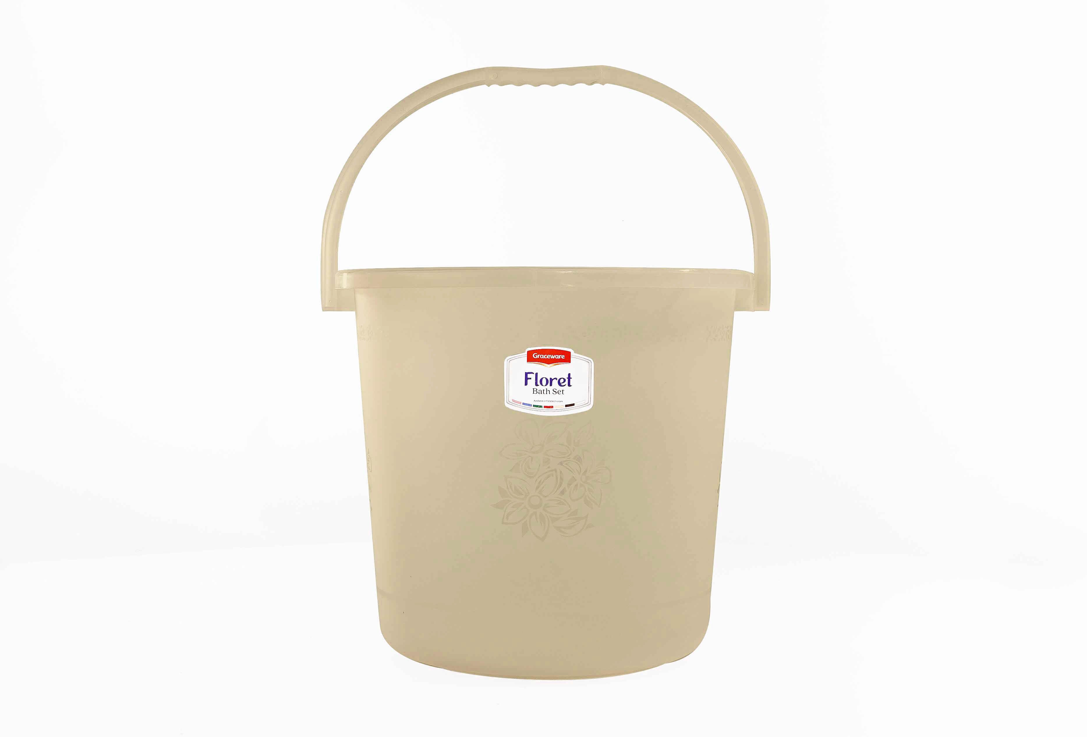 Floret Plastic Bath Set Beige | Stylish Bathroom Accessories Set - Malik Mart P161