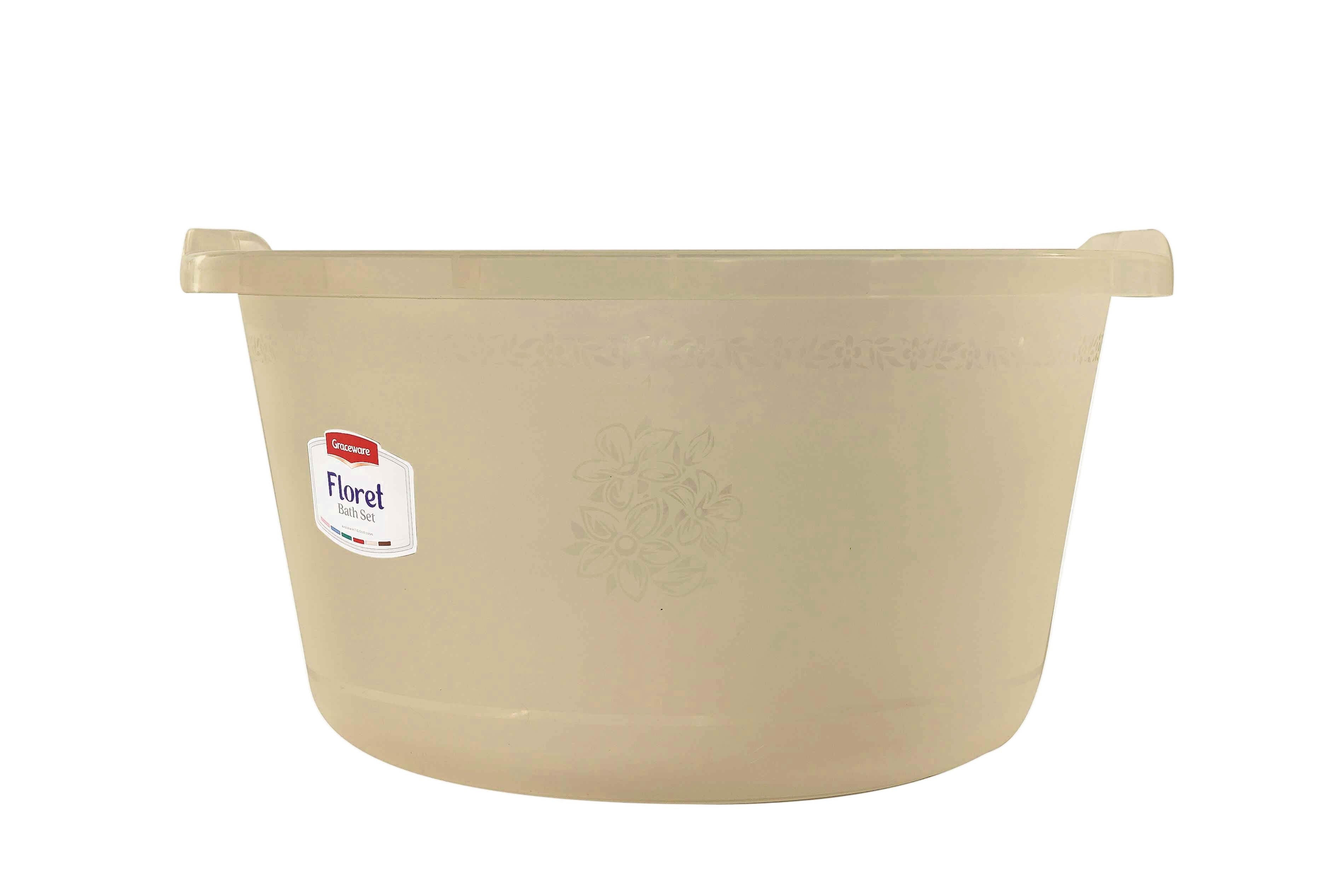Floret Plastic Bath Set Beige | Stylish Bathroom Accessories Set - Malik Mart P161
