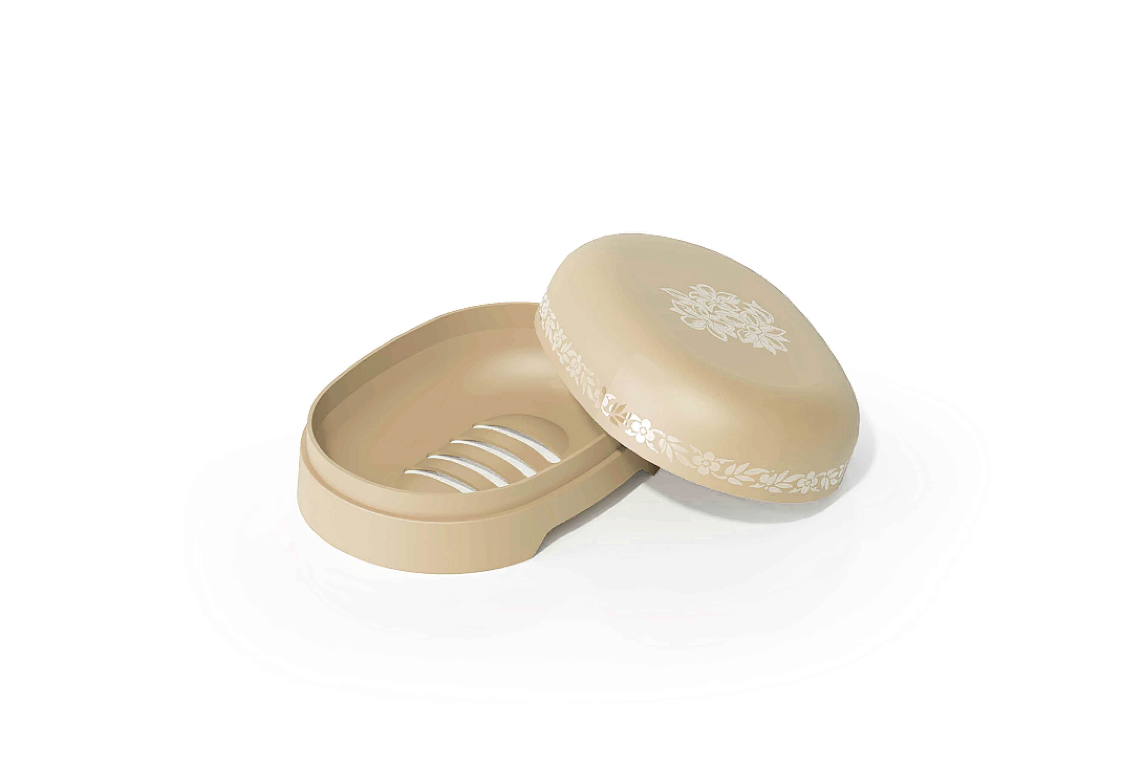 Floret Plastic Bath Set Beige | Stylish Bathroom Accessories Set - Malik Mart P161