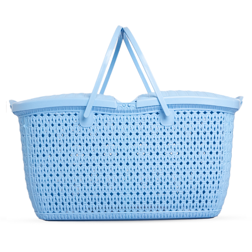Plastic Picnic Basket | Outdoor Food Storage & Carry Basket - Blue - Malik Mart P208