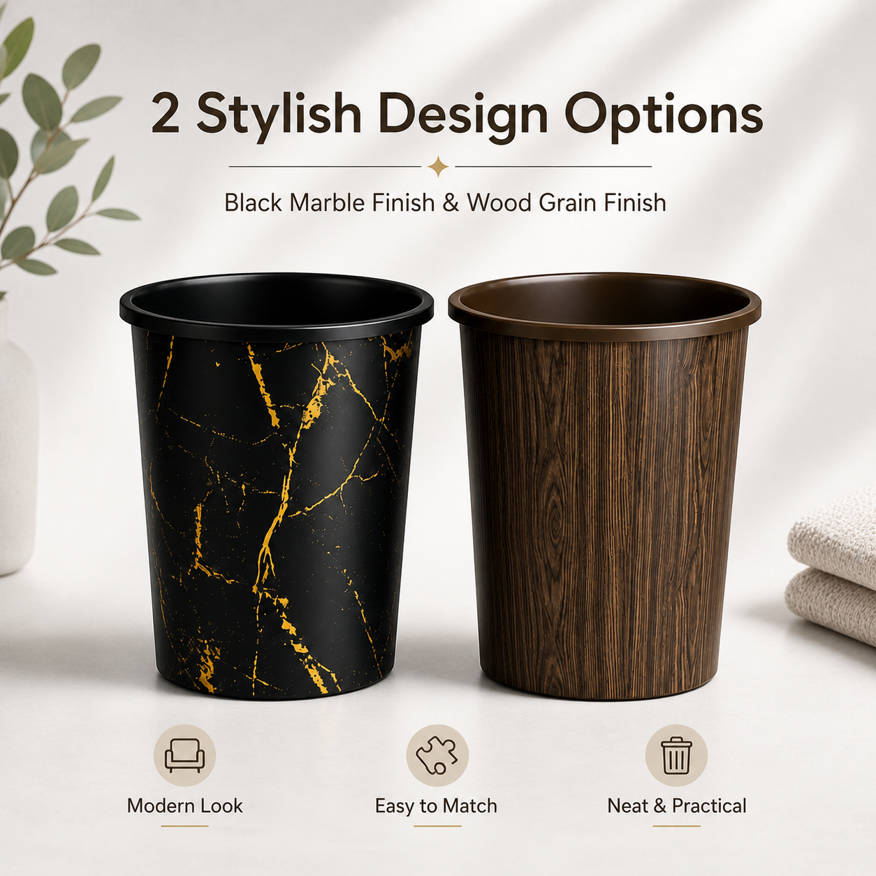 Curve Dustbin 7.5L Plastic Waste Bin – Single Piece & Pack of 2, 3, 4
