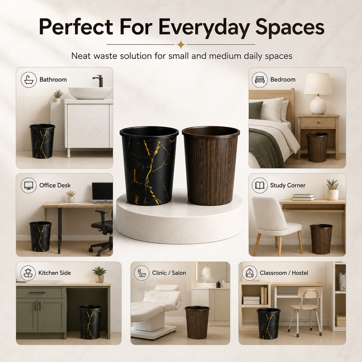 Curve Dustbin 7.5L Plastic Waste Bin – Single Piece & Pack of 2, 3, 4