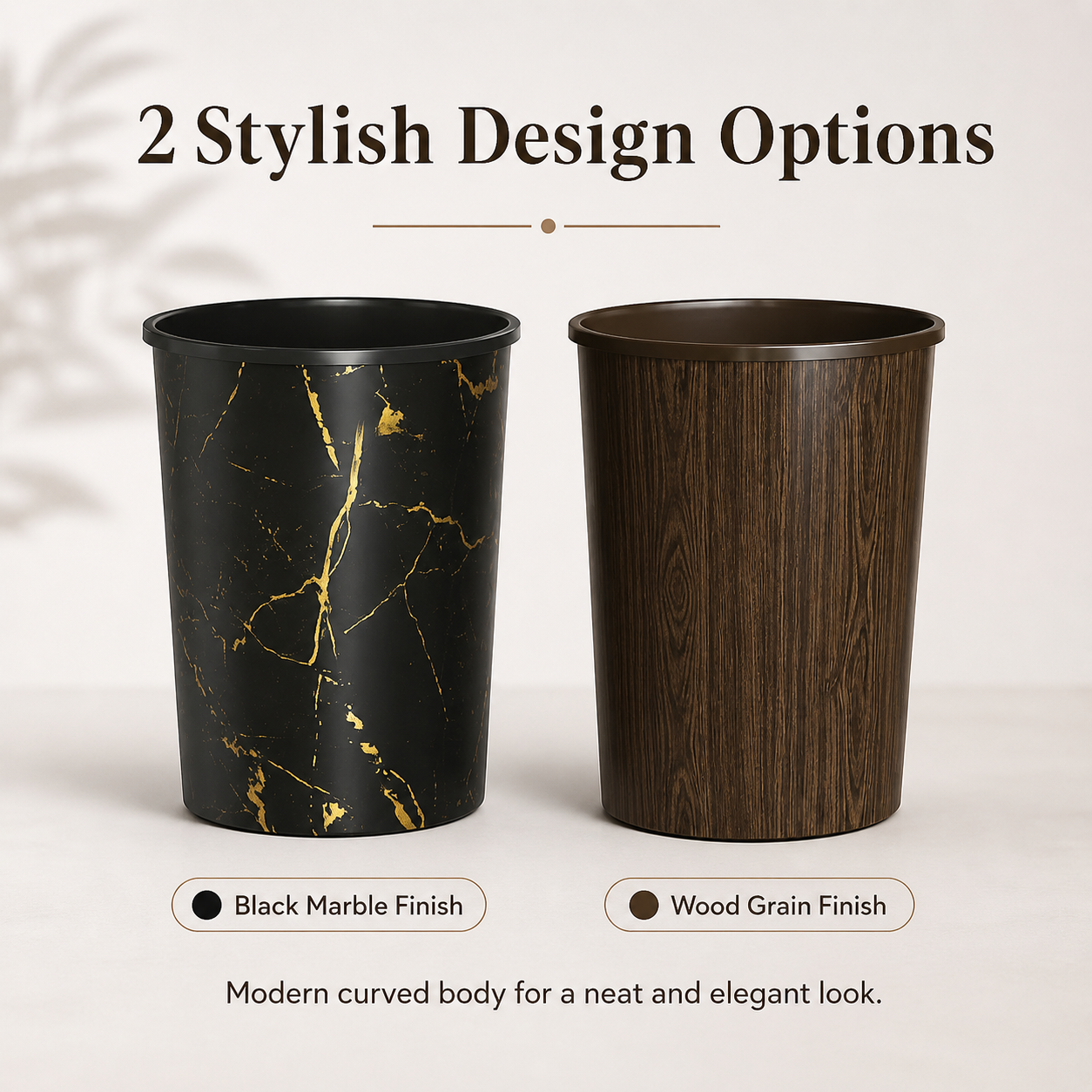 Curve Dustbin 4L Plastic Waste Bin – Single Piece & Pack of 2, 3, 4