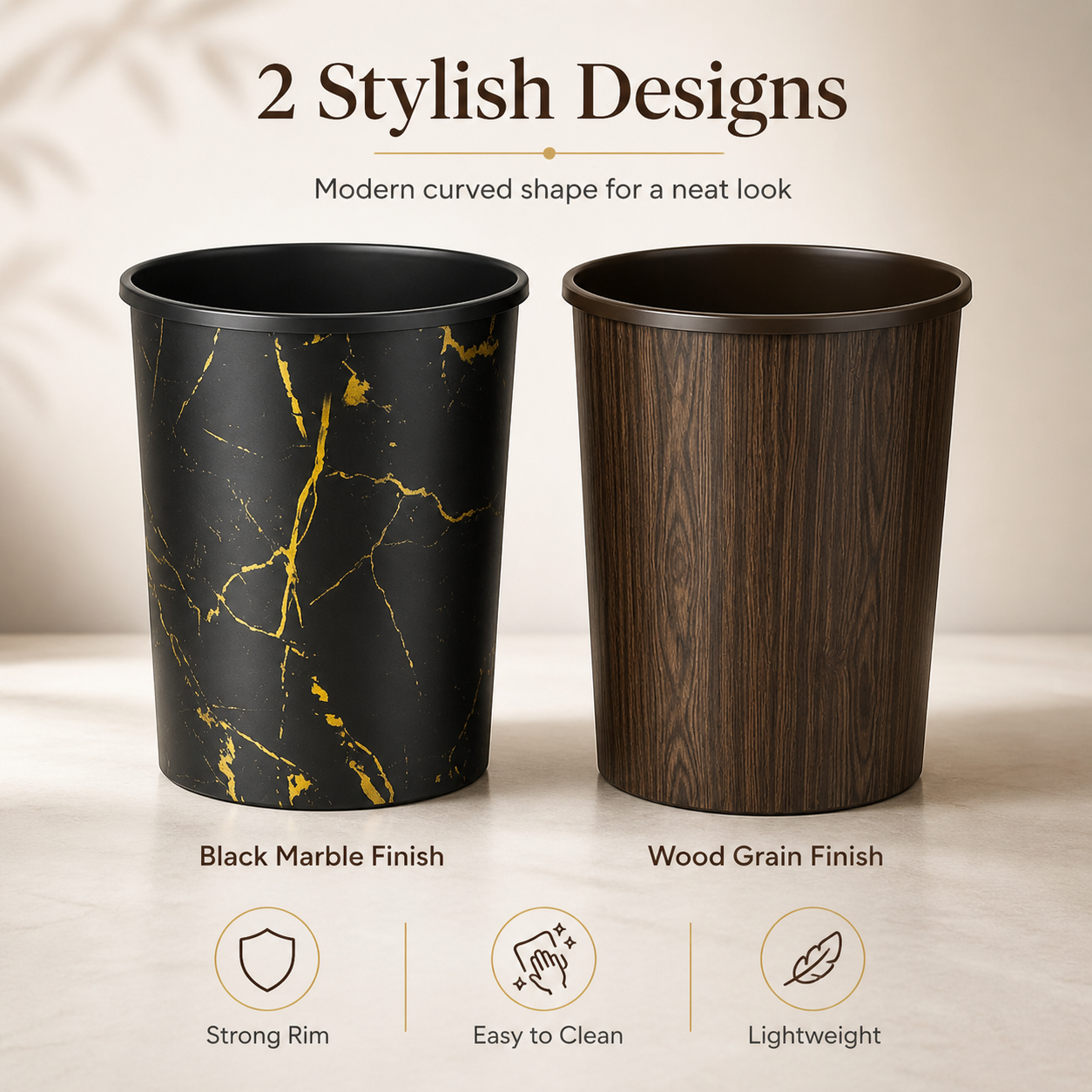 Curve Dustbin 18L Plastic Waste Bin – Single Piece & Pack of 2, 3, 4