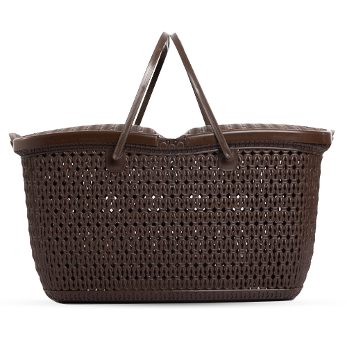 Plastic Picnic Basket | Outdoor Food Storage & Carry Basket - Chocolate - Malik Mart P207